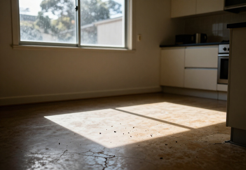 Rodent droppings in a Little Bay garage before treatment
